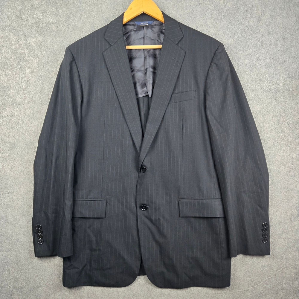 Brooks Brothers Suit Jacket Mens 42L Black Pinstripe Regent BrooksCool Wool